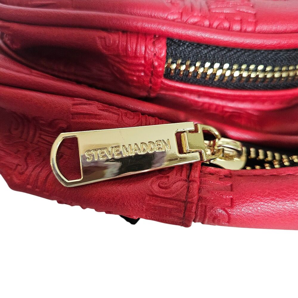 Steve Madden Logo Embossed Red Faux Leather Mini Backpack Y2K Style - Picture 7 of 7
